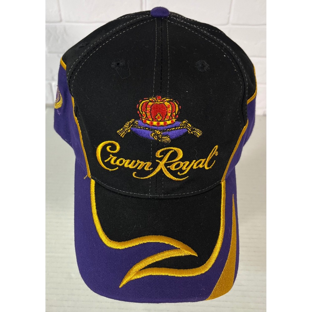 Crown Royal Hat IROC Series Racing Cap Mens OSFM Purple Black Gold Embroidered